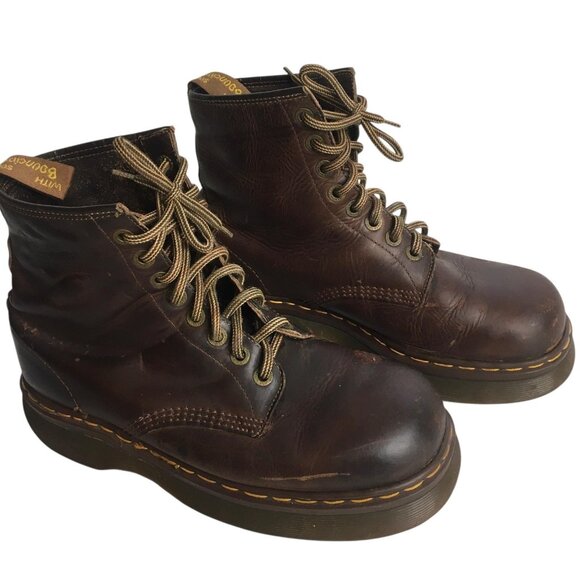 Vintage Dr Martens Boots Mens Size 9 Brown Leather Lace Up Made England 2000s main image 6